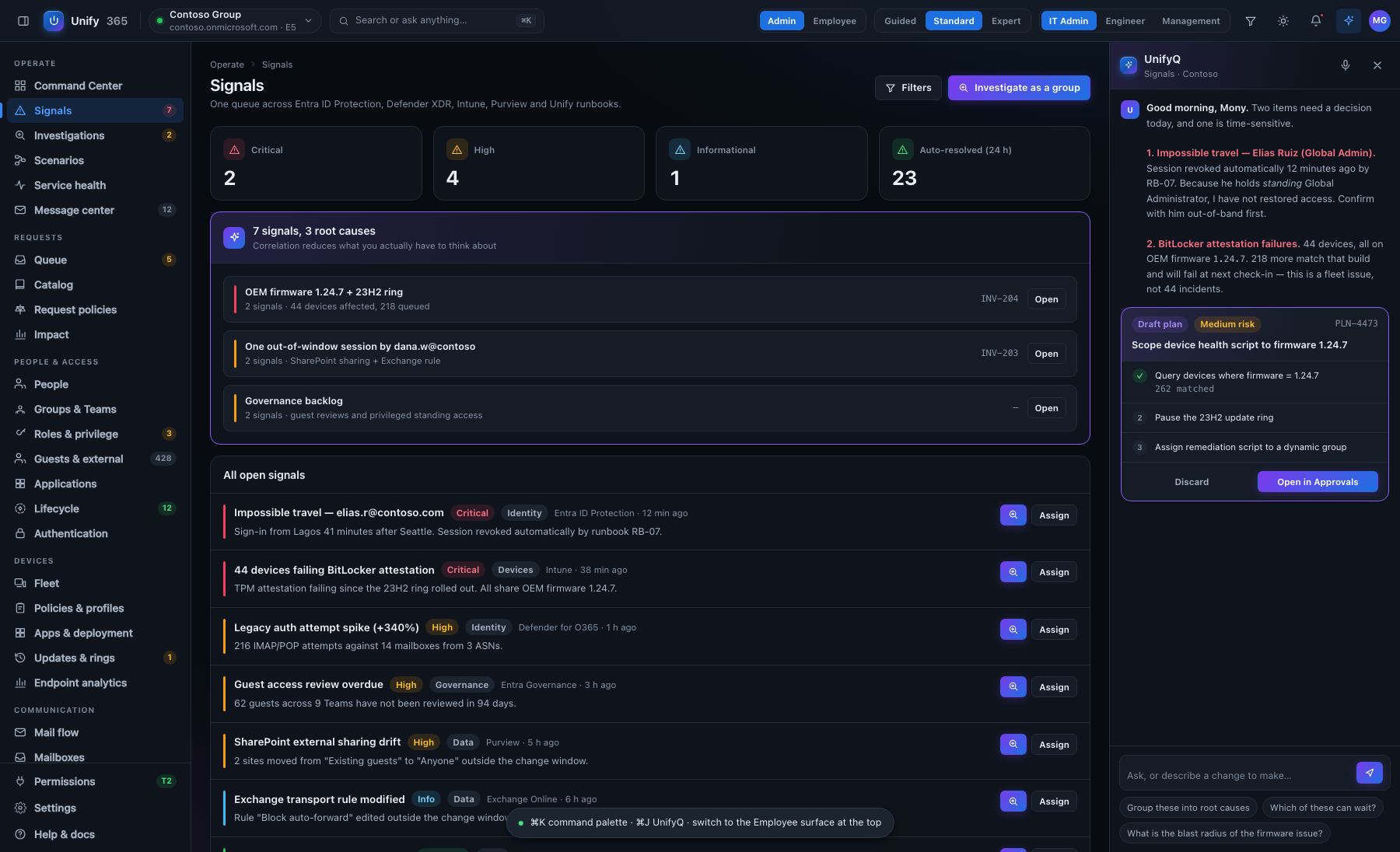Signals — alerts that arrive with the story and the fix